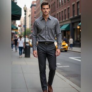 Yves Saint Laurent Gray Striped Dress Shirt
A5